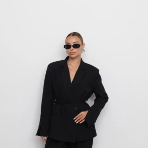 Σακάκι μαυρο με βατες και ζωνακι